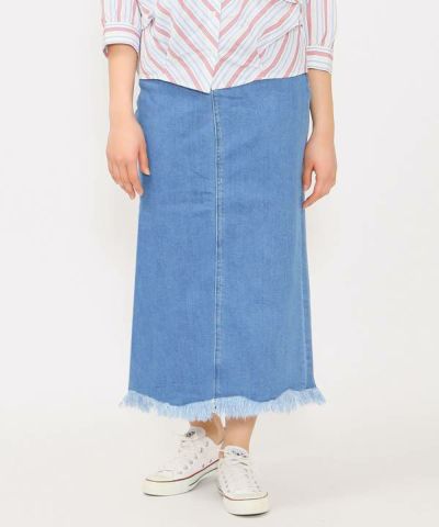 深めスリットデニムタイト