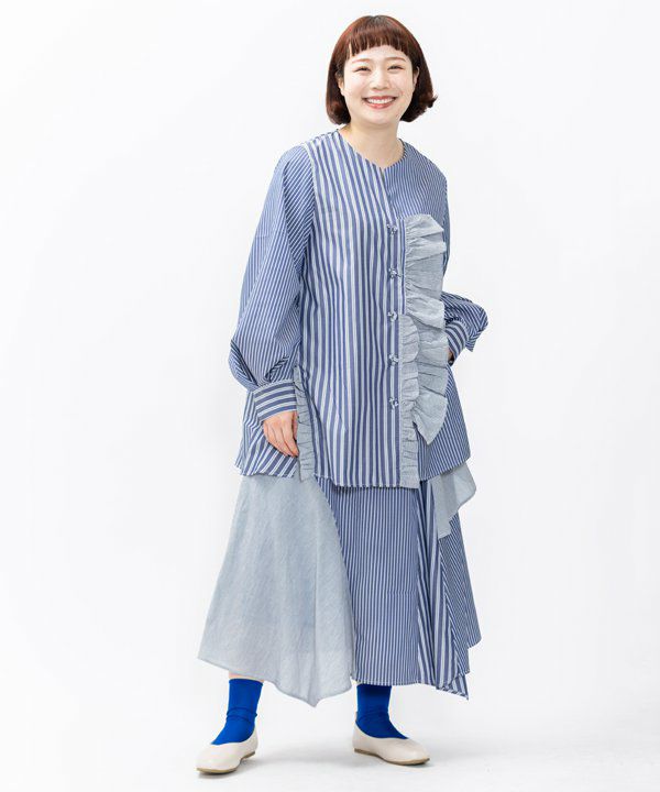 タグ付き AS KNOW AS olaca ストライプ フリル ロングスカート タグ付き AS KNOW AS olaca ストライプ フリル ロングスカート