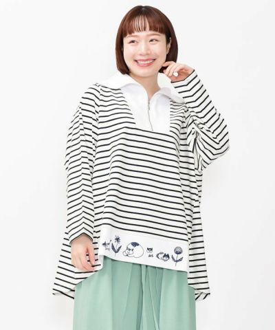 ネコルン刺繍ハーフzip | AS KNOW AS オンラインショップ