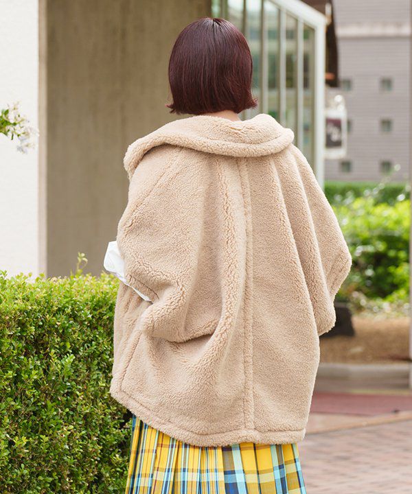 OHGA フード付きポンチョ ベージュ フラッフィーポンチョCO | AS KNOW AS オンラインショップ