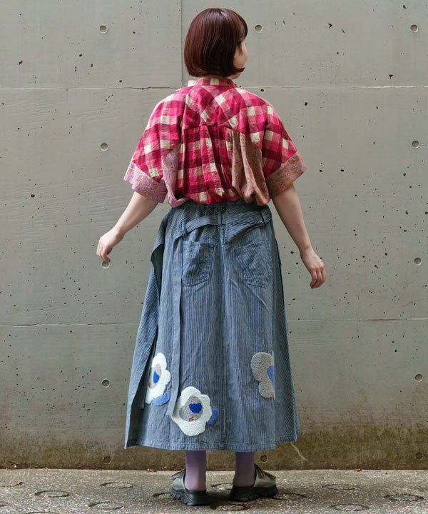 いつもありがとうございましたシール 赤お花 和シール 3cm丸48枚