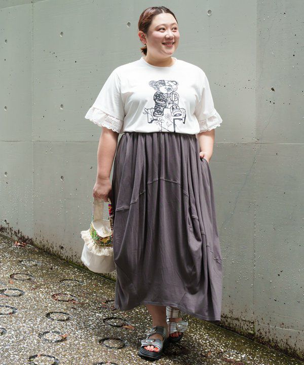 アズノウアズオオラカ　スカート　大きいサイズ 美品 大きいサイズ アズノウアズ オオラカ AS KNOW olaca ヤワラ