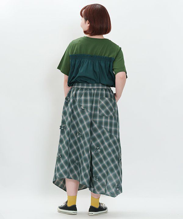 新品未使用　AS KNOW AS olaca 刺繍に花咲くチェックSH チェック咲く花SK的PT | AS KNOW AS オンラインショップ
