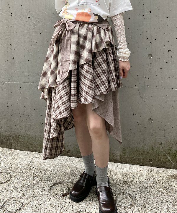 AS KNOW AS PINKY フリル付きシースルーロングスカート※３枚目の紫 AS KNOW AS PINKY フリル付きシースルーロングスカート※3枚目の