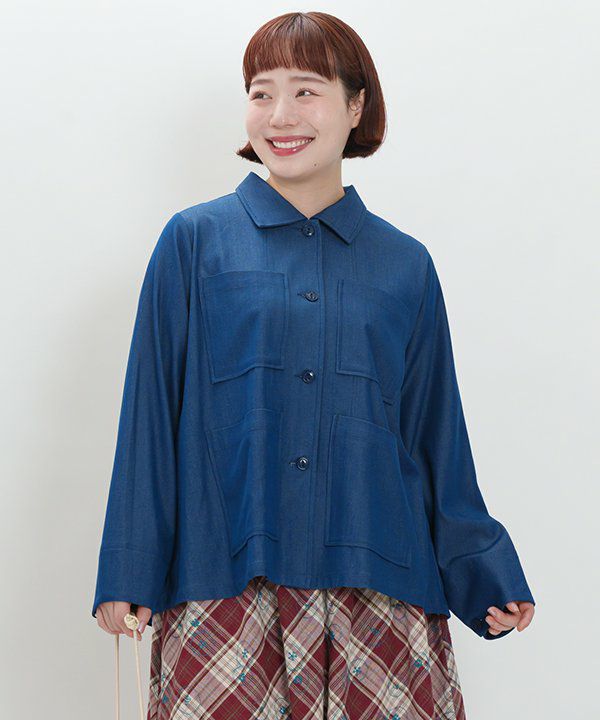 新品タグ付☆アズノウアズオオラカ刺繍ブラウス青大きいサイズ５（15〜17号） 新品タグ付☆アズノウアズオオラカ刺繍ブラウス青大きいサイズ5