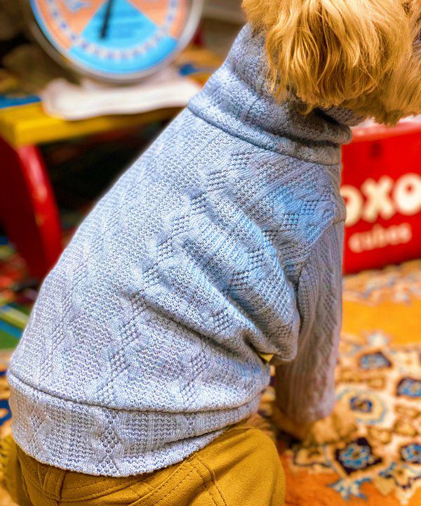 犬服ハンドメイド ジャガードニット レイヤードルック ミシンライブ