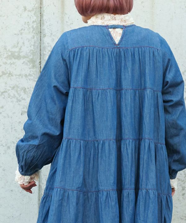 5段ギャザのデニムOP | AS KNOW AS オンラインショップ