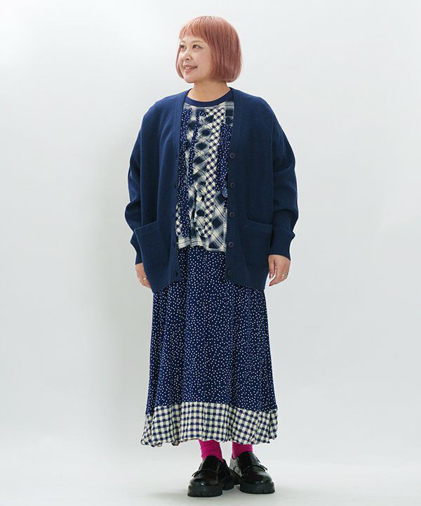 美品☆アズノウアズオオラカMIX柄ワンピース青大きいサイズ３（15〜17号） アズノゥアズオオラカ(AS KNOW AS olaca) レディース ワンピース の