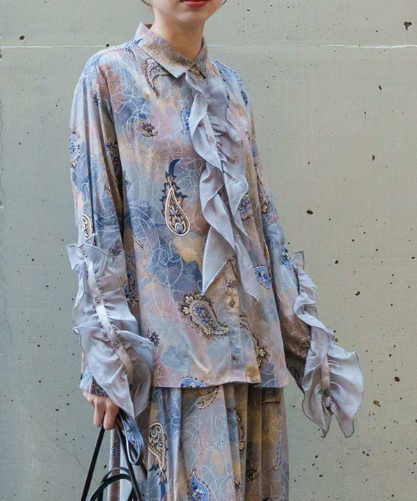ペイズリー柄フリル袖ブラウス ペイズリーワールドSH | AS KNOW AS オンラインショップ